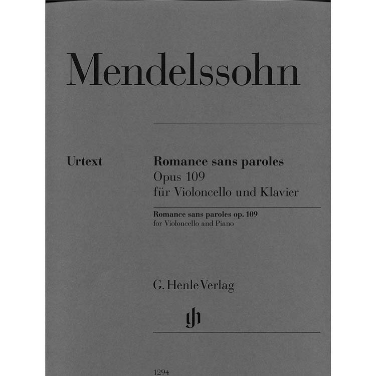Romance sans paroles, op. 109 for cello and piano (urtext); Felix Mendelssohn (G. Henle Verlag)