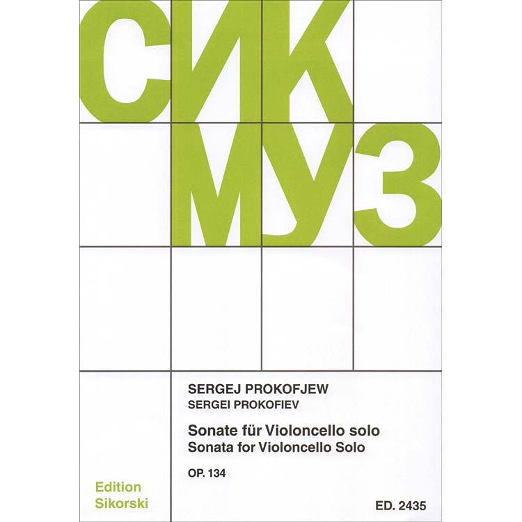 Sonata for Violoncello Solo, op. 134; Sergei Prokofiev (Edition Sikorski)