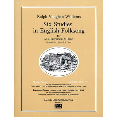 Six Studies in English Folksong, cello and piano; Ralph Vaughan Williams (E. C. Schirmer)