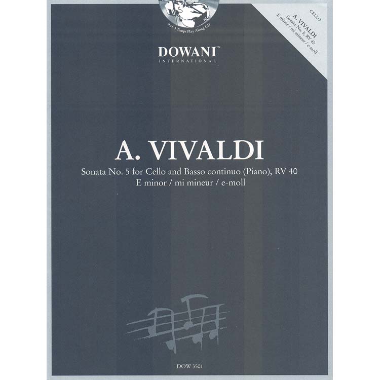 Concerto no.5 in E Minor, book/CD, cello; Vivaldi (Dow)