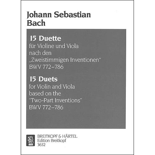 15 Two-Part Inventions, violin and viola, in score form; Johann Sebastian Bach (Breitkopf & Haartel)
