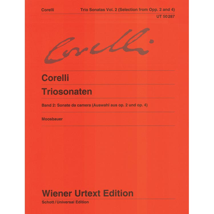Trio Sonatas, volume 2 (from opp. 2, 4), 2 violins, cello and piano; Archangelo Corelli (Wiener Urtext)