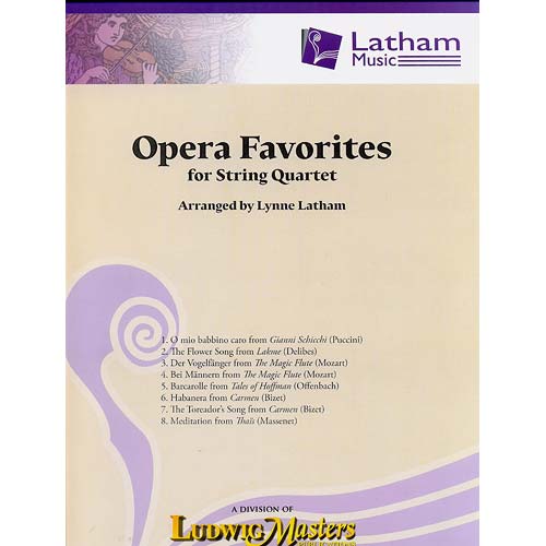 Opera Favorites for string quartet, score and parts; Various (Latham Music)