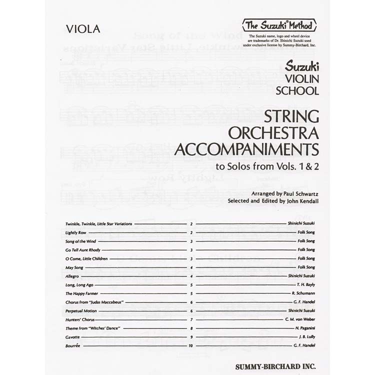 String Orch. accompaniment to Suzuki Violin: viola part