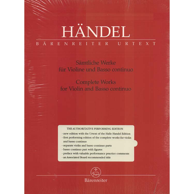 Complete Works for Violin and Continuo (urtext); George Frederic Handel (Barenreiter Verlag)