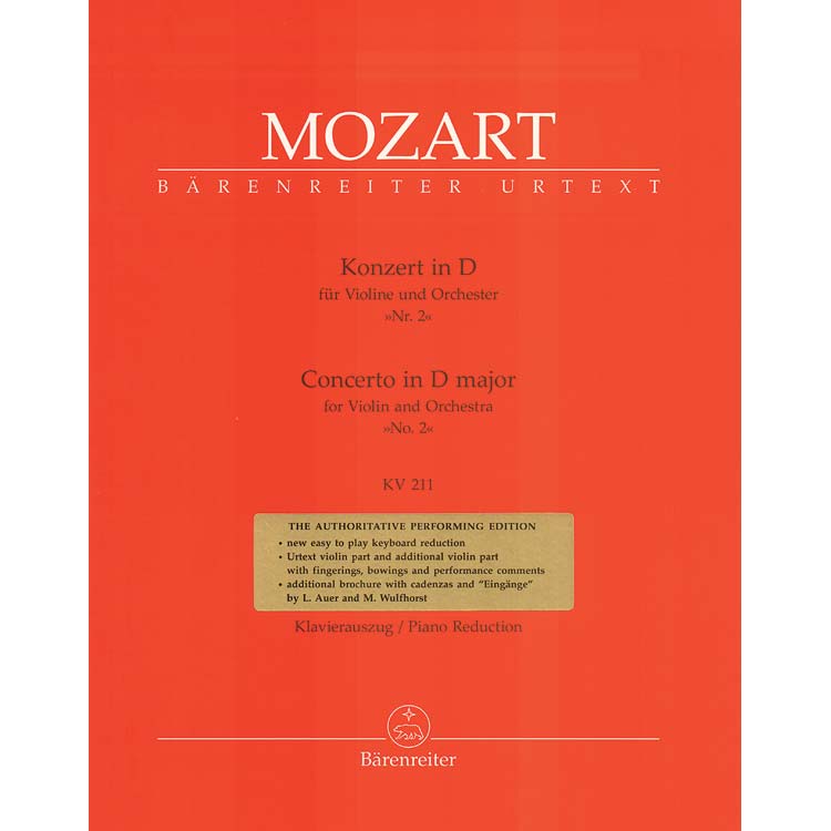 Concerto No. 2 in D Major, K.211, for violin (urtext); Wolfgang Amadeus