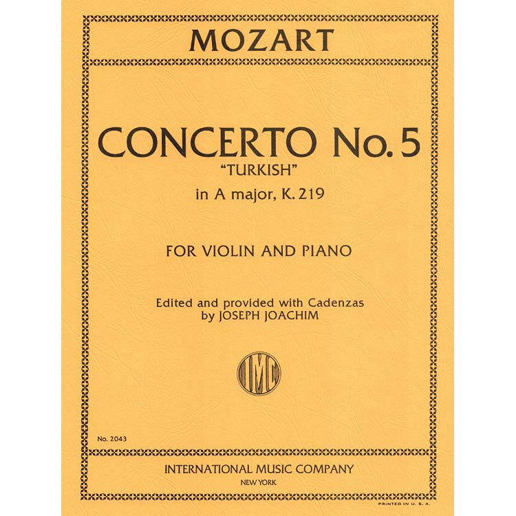 Concerto No. 5 in A Major, K. 219, for violin and piano (Joachim); Wolfgang Amadeus Mozart (Internat