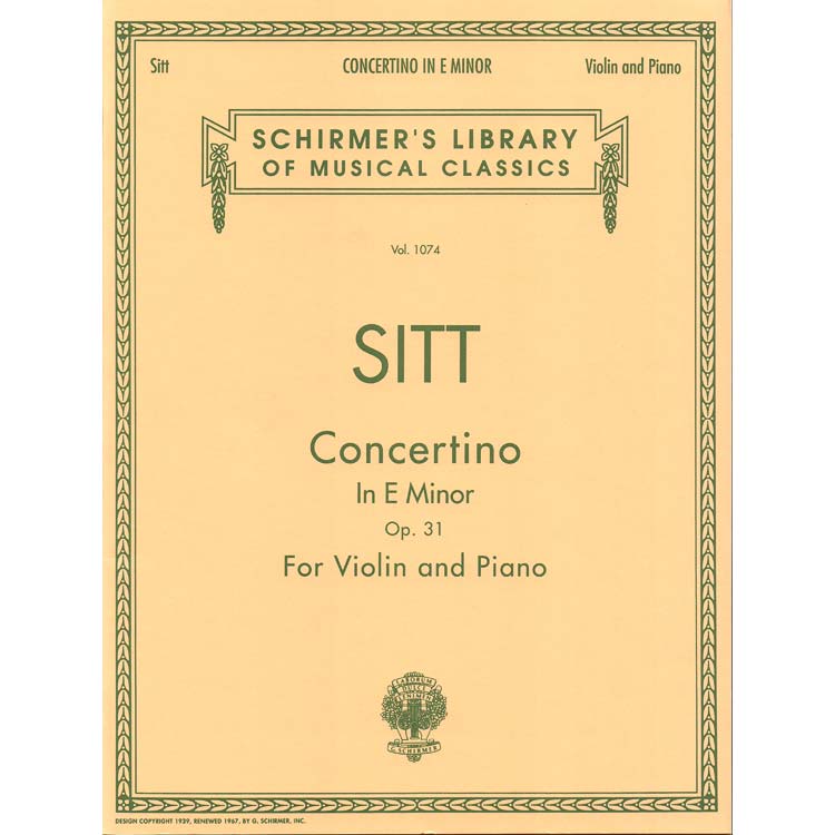 Concertino in E Minor, Op. 31; Hans Sitt (G. Schirmer)