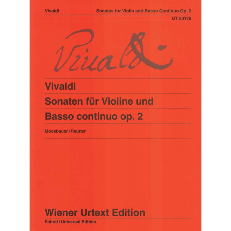 Twelve Sonatas for Violin and Basso Continuo, op. 2, for violin and piano; Antonio Vivaldi  (Wiener Urtext)