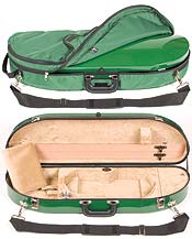 Bobelock 1047 Green Fiberglass Half Moon 4/4 Violin Case, Tan Velvet Interior
