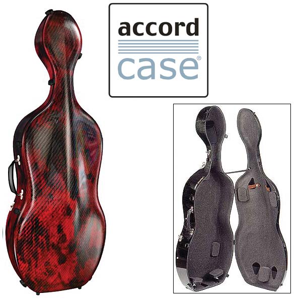 Accord Standard 3-D Red 4/4 Standard Size Cello Case with Gray Interior