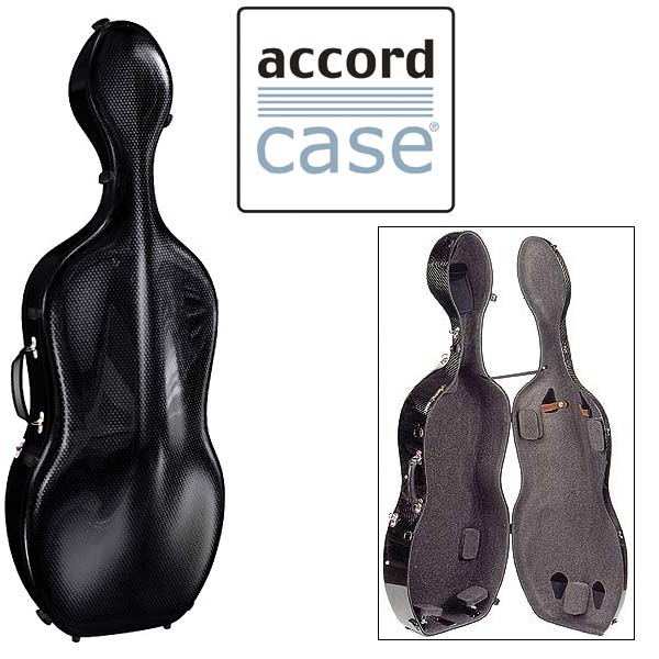 Accord Standard 3-D Black 4/4 Medium Size Cello Case with Gray Interior