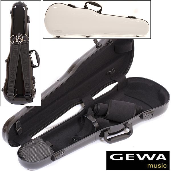Gewa Air 1.7 Shaped Matte Black Violin Case with subway handle, Black Interior