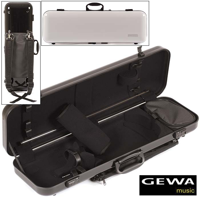 Gewa Air 2.1 Oblong White Violin Case with Subway Handle, Black Interior