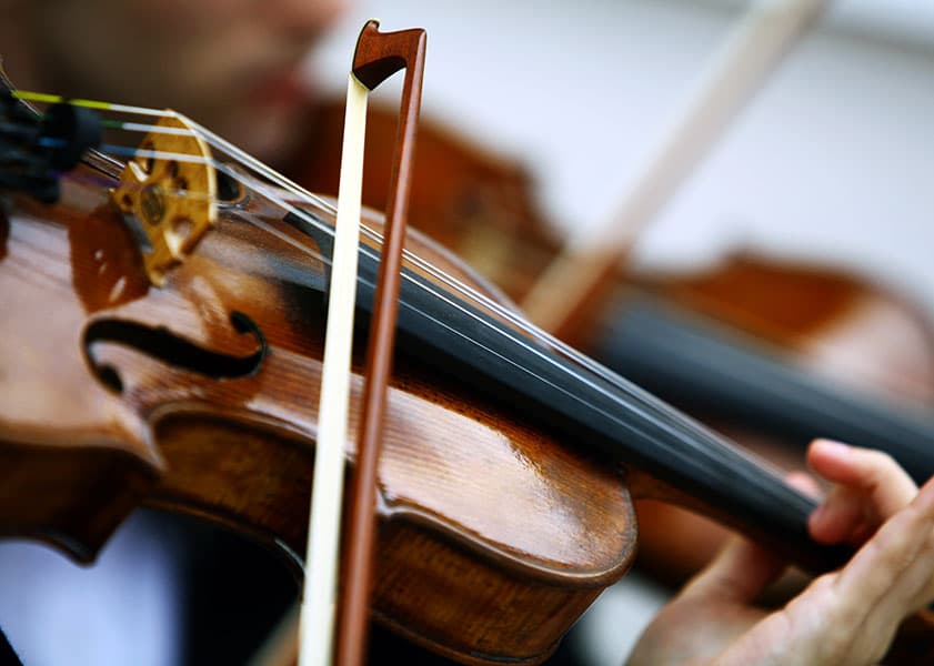 closeup of violin being played