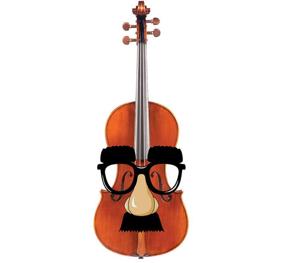 Viola wearing comical glasses with a nose